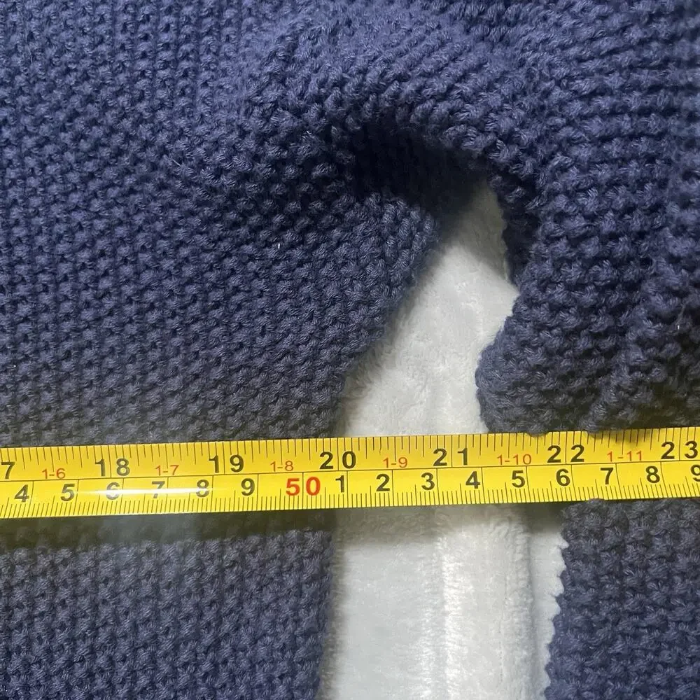 Vintage Eddie Bauer Sweater Sz Men's Medium Navy Blue Ribbed Heavy Knit - Picture 6 of 7